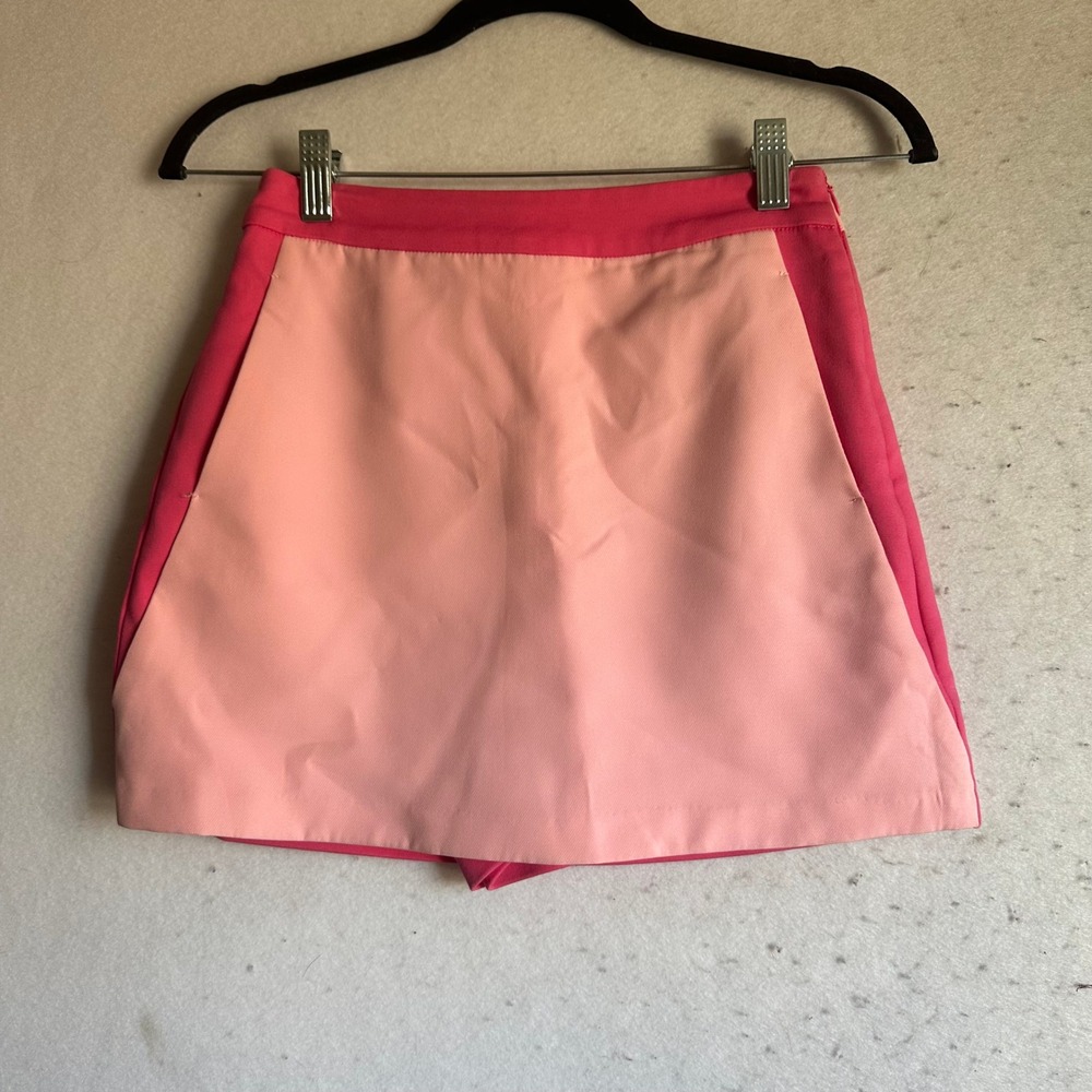 English Factory Pink Peach Colorblock Skort Mini Skirt Shorts XS